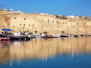 View of Bizerte’s historic port and Mediterranean coastline in Tunisia