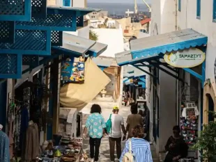 Panoramic view of the Medina of Sousse, Tunisia, with its ancient city walls and vibrant streets