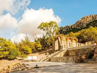 Scenic view of Zaghouan mountains and ancient Roman ruins in Tunisia